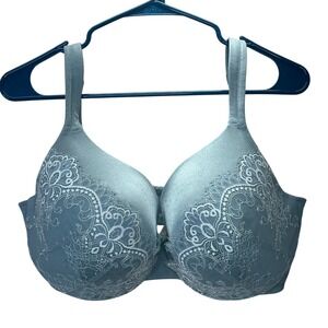 Cacique Lightly Lined Full Coverage Lace Bra Dusty Blue 36F Coquette Chic